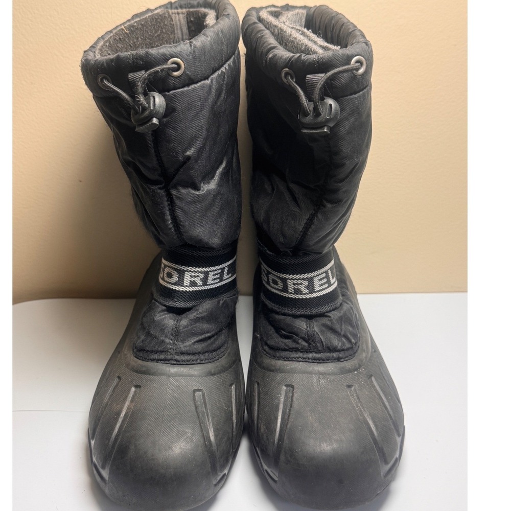 Sorel Black Nylon Insulated Snow Boots Waterproof Rubber Shell  Size 7Toggle